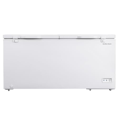 Hamilton Beach 17 cu ft Chest Deep Freezer - White, GARAGE READY Food for Large Family, Storage Basket, Space-Saving Flat Back, Stay-Open Lid, Front-Access Drain, for Basement, Laundry Room, Cottage