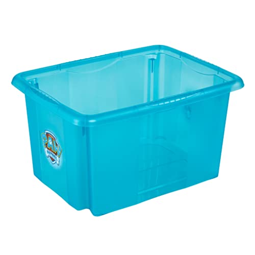 keeeper Paw Patrol Aufbewahrungsbox mit Deckel, Dreh- und stapelbar, Für Kinder, 15 l, Karolina, Fresh Blue Transparent