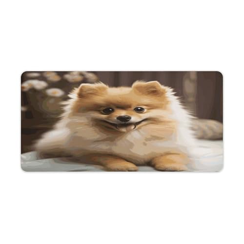 Cute Pomeranian Dog Desk Mat Non-Slip Large Mouse Pad