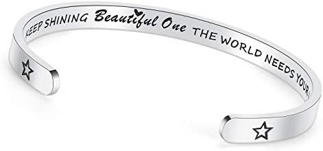 TONY & SANDY Inspirational Bracelets for Women Teen Girls Personalized Gifts for Mom Daughter Sister Friends Stainless Steel Engraved Birthday Graduation Easter Gifts for Teen Girls Adults