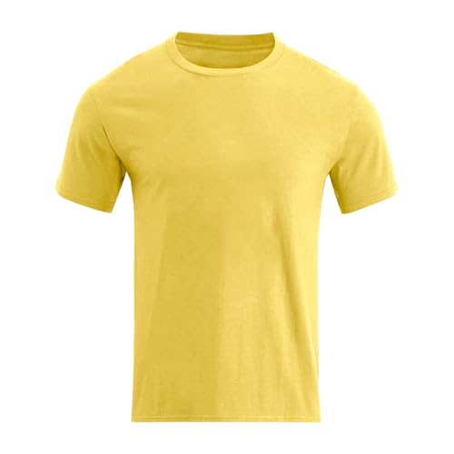 Camisetas de manga corta para hombre, talla 6XL, cuello redondo, estilo casual, básica, ligera, a la moda, amarillo, L
