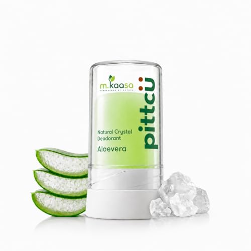 Image of Pittcu Underarms Roll-On Stick with Aloe Vera | Alum Infused Crystal Deodorant | Long Lasting Odour Protection | Fragrance Free | Non Sticky | Gentle on Sensitive Skin | Unisex 80 gm (Aloe Vera (PACK OF 1))