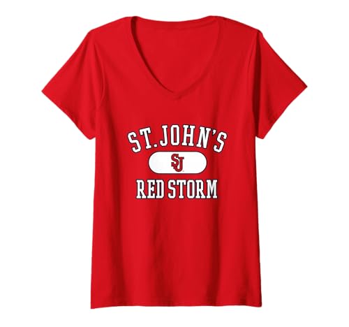 Womens St. John's Red Storm Varsity Team Color Officially Licensed V-Neck T-Shirt