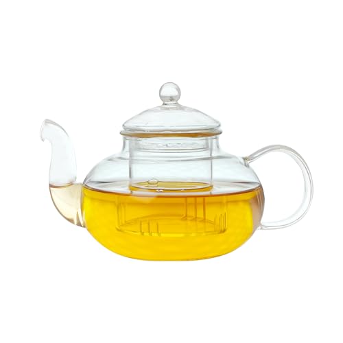 Clear Glass Teapot with Infuser, Stovetop Safe Teapot, Home Brewer for Flower Tea and Loose Leaf Tea T-P-6 (400ml/13.5oz)