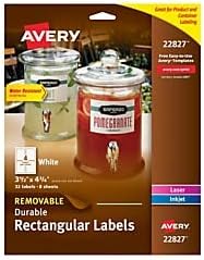 Avery Printable Blank Rectangle Labels, 3.5" x 4.75", White, 32 Customizable Labels (22827)