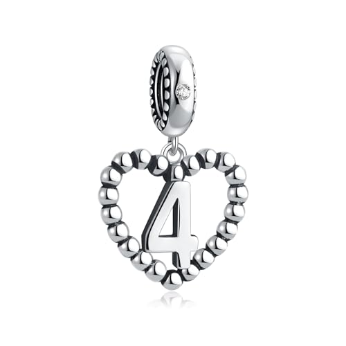 Image of 925 Sterling Silver Number Charm fits Pandora, Gift for Women