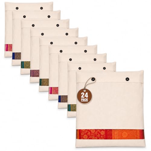 JD FRESH 24 Pcs Saree Covers For Storage/cotton storage bags for clothes/Multi-Purpose Lehenga Storage Bag/Clothes Covers for Dresses/Sarees/Lehengas (14x16 Inch, Brown)