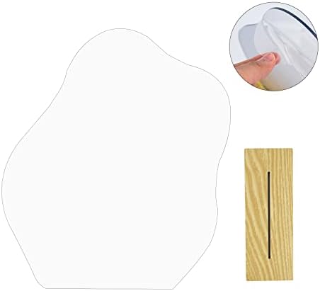 Kikuo Acrylic Irregular Mirror, Frameless Aesthetic Mirror, Asymmetrical Mirror with Wooden Base, Acrylic Makeup Mirror for Bathroom, Living Room and Aesthetic Room Decor