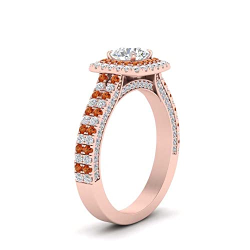 Image of 55Carat Choose Your Gemstone Double Band Square Halo Diamond CZ Ring 18K Rose Gold Plated Round Shape Halo Engagement Rings Everyday Jewelry Wedding Jewelry Handmade Gifts for Wife US Size 4 to 12