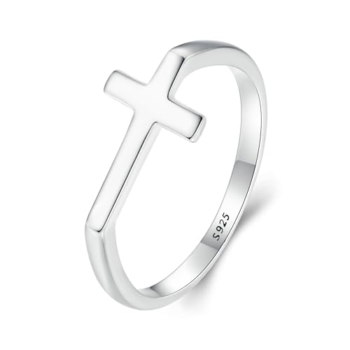 Bague Croix latérale Argent 925 alliance fine femme géométrique