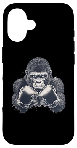 ボクシングと格闘技 ボクシンググローブ付きゴリラ スマホケース iPhone 16 用