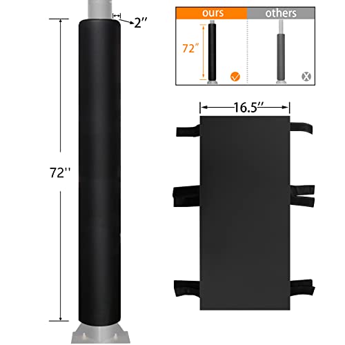 VANCL Pole Padding Basketball Pole pad Round Basketball Pole Padding 3-4 Inch Pole Pad Wrap Around Garage Pole Padding Waterproof Durable for Protection Basketball Pole Pads Black