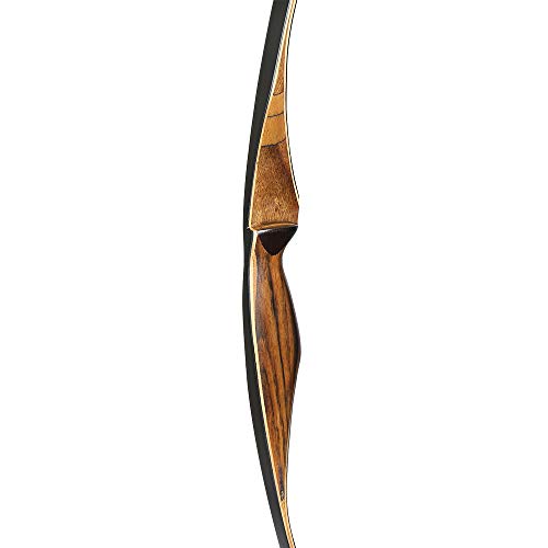 TOPARCHERY Archery 54\'\' Hunting Recurve Bow One Piece Traditional Wood Long Bow Targeting Practice Right Hand with String Silencer (25 lbs)