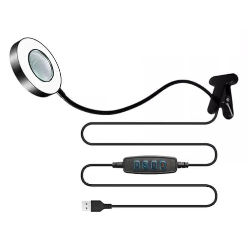 Rulbelok Lupa con luz LED ajustable, 3 tipos de color, 10 niveles de brillo, cuello de cisne flexible para leer