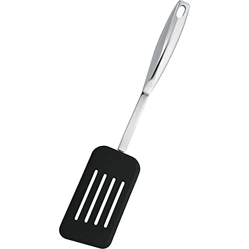 Image of Stellar Premium Nylon Tools Long Slotted Turner, Polished Stainless Steel Handle with Soft Nylon End, for Use with Non-Stick Cookware, Dishwasher Safe