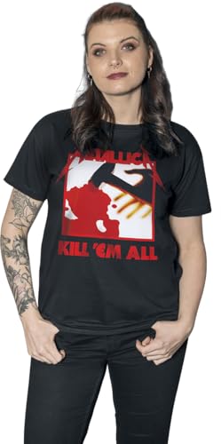 Metallica Men's Kill 'Em All Tracks_Men_Bl_Ts: M Regular Fit Crew Neck Short Sleeve T - Shirt, Black (Black Black), Medium (Manufacturer Size: Medium)