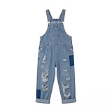 Baggy Girls Denim Overalls Sleeveless Teens Denim Jumpsuit Spring Summer Weight Jean Rompers with Pockets overalls for girls Y2K clothes Blue 5-6 Years