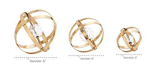 Deco 79 Glam Metal Geometric Sculpture, Set Of 3 8", 6", 4"D, Gold #TOP4