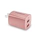 Tranesca 2.4 Amp Dual USB Port travel wall charger cube with foldable plug for iPhone X/8/7/6S/6S Plus/6 Plus/6, Samsung Galaxy S9/S8/S7/S6/S5 Edge, LG, HTC, Moto, Kindle and More-Rose Gold