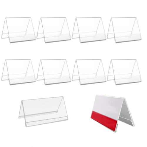 Acrylic 10 portanombres de mesa, 9 x 6 cm, porta etiquetas de acrílico transparente, porta menús de mesa, acrílico transparente expositores de plexigláss para carteles, mostradores de tiendas