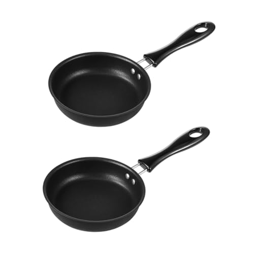 ULTECHNOVO 2 piezas Mini Sartén Antiadherente de Hierro de Utensilio Multifuncional para Freír Huevos y Cocinar con Mango Seguro y Diseño Compacto para Cocina Diaria