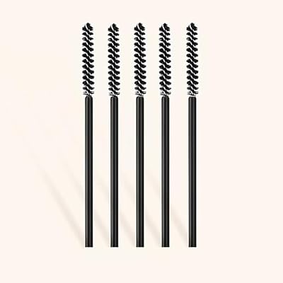 50 Pcs Disposable Eyelash Mascara Mini Brushes for Eye Lashes Extension Eyebrow and Makeup Small brush head and Small handle(Black)