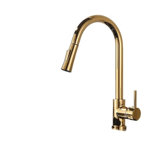 Robinet de cuisine en or brossé extractible mitigeur evier pivotant 360