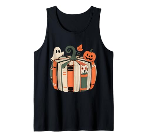 Libro de otoño para Lectura de Calabaza, Perro Espeluznante de Halloween Camiseta sin Mangas