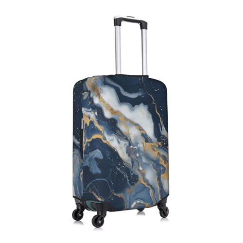 Dark Blue Gold Marble Luggage Cover Washable Suitcase Cover Anti-Scratch Luggage Protector Covers Elastic Suitcase Identify L fits 25-28 Inch Luggage3
