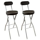 Klappbarer Barhocker mit Rückenlehne, tragbarer Stuhl für Küche, Wohnzimmer, Garten, Camping, Angeln, 2 Stück, braun und weiß, Rohrhöhe: 55 cm