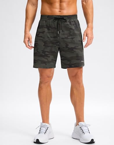 Image of Pudolla Men's Running Gym Shorts with Zipper Pockets 5 inch /7 inch / Lightweight Quick Dry Running Workout Athletic Short