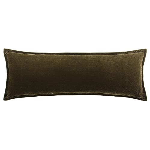 HiEnd Accents Stella Faux Silk Velvet Green Ochre Long Lumbar Pillow by H HIEND ACCENTS - Used condition - US$69.70