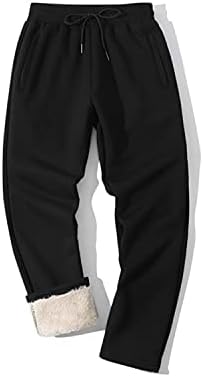 Shiyifa Men's Winter Warm Fleece Sherpa Lined Sweatpants Active Thermal Track Jogger Pants with Pockets(02Black,L)