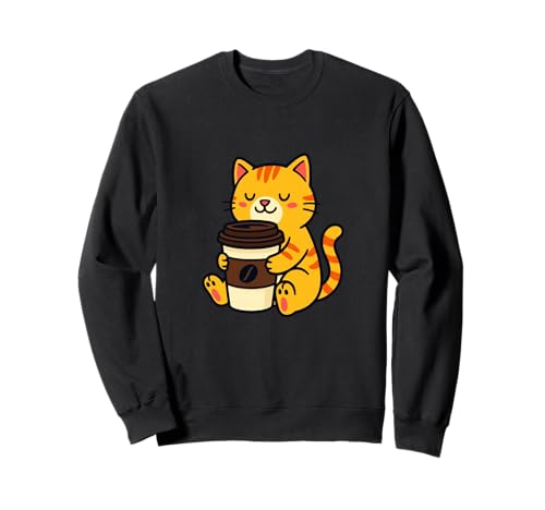 Coffee Cat Funny Lazy Morning Humour Art Sweatshirt