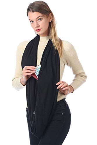 Fashion Hidden Zipper Pocket Scarves Travel Infinity Lightweight Wrap for Phone, Money, Keys, ID, Passport, or Credit Cards4