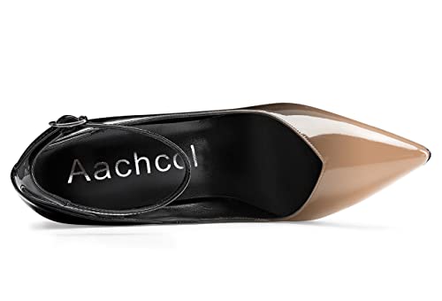 Aachcol Women Stiletto High Heel Pumps Slip-on Pointed Toe Ankle Strap Dress Shoes 5 Inch4