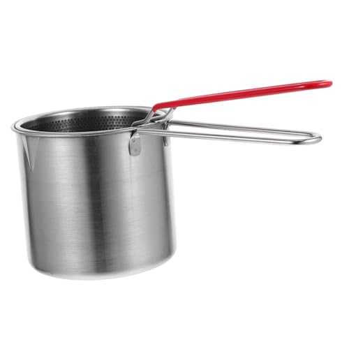 PRETYZOOM Fry Pan Fryer Kitchen Deep Frying Oil Pot Frying Pot Chicken Wings Pot Seafood Frying Basket Cooking Chicken Wings Deep Frying Pan Deep Frying Chicken Wings Silver Stainless Steel