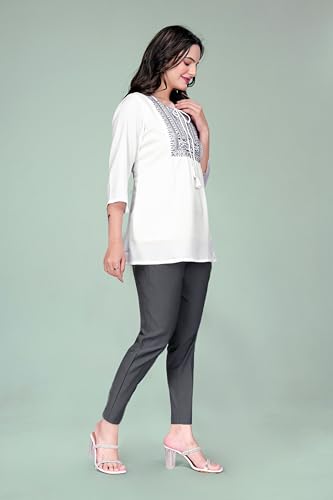 Image of SHANTVAN GALLERY Women's Tunics - Stylish & Comfortable Kurti for Woman with 3 /4 Designer Sleeves | Elegant Indian Short Tunic Top for Ladies | Casual, Festive