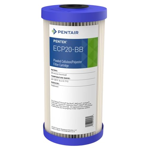 Pentair Pentek ECP20-BB Big Blue Sediment Water Filter, 10-Inch, Whole House Heavy Duty Pleated Cellulose Polyester Replacement Cartridge, 10