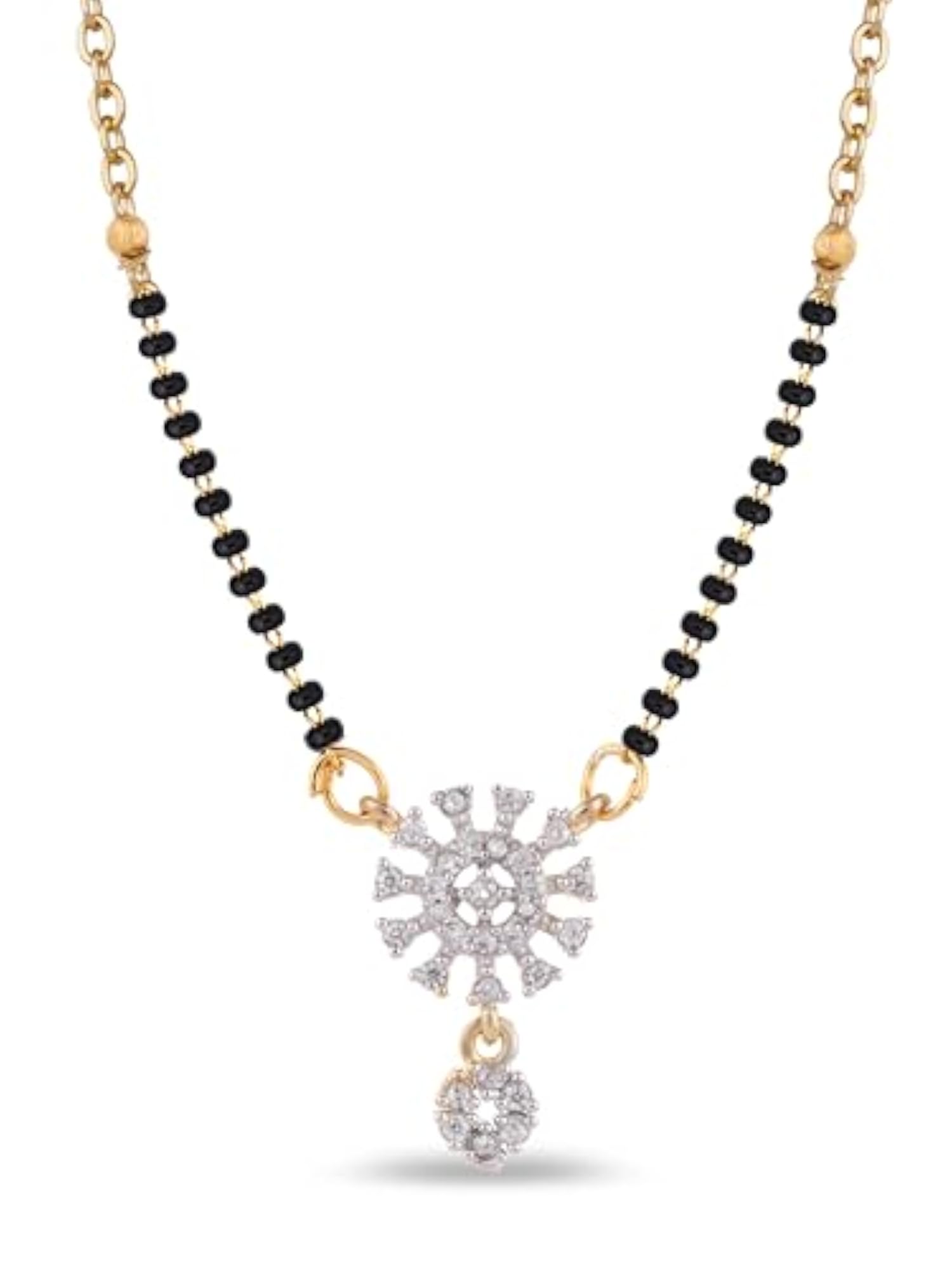 Black Beaded American Diamond Short Mangalsutra