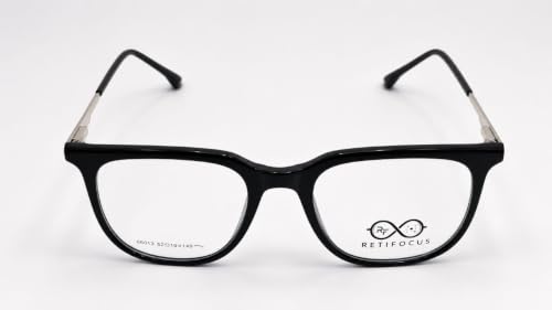 Image of Soft Square Optical Eyeglass Frame for Men & Women, Front with Metal Temples, Clear Demo Lenses, Lightweight Mixed Material Frame, Ribbed Temple Design for Prescription Lens Replacement