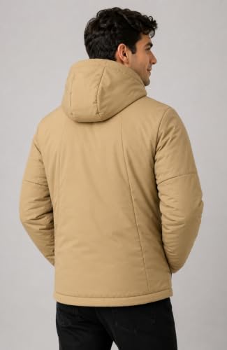Image of SANE Men's Hooded Puffer Jacket, Quilted Winter Coat, Warm and Lightweight, Detatchable Cap