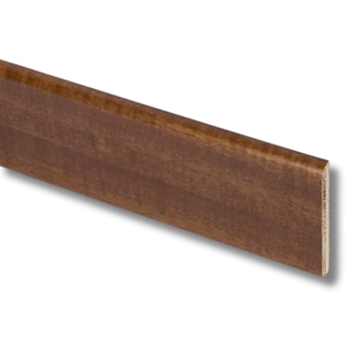 TWE - Tucci Wood Essence Battiscopa in Legno Tanganika Moderno per Interni Made in Italy Resistente a Lavaggi al 100% Tinto Noce Chiaro Confezione x1 (10x70x2400) mm