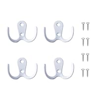 Xuamaea 4 Pcs Double Fork Vintage Coat and Hat Hook with 8 Screws,Heavy-Duty Metal Door Hook for Hanging Robes,Towels,Jackets,Shirts,Bags, and Hats