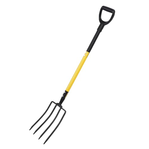 Oreilet Pitch Fork for Garden, 46 Inch 4 Tines Pitchfork Gardening Digging Fork with D Grip Handles, Spading Fork for Compost Hay Manure Mulch Loosening Soil