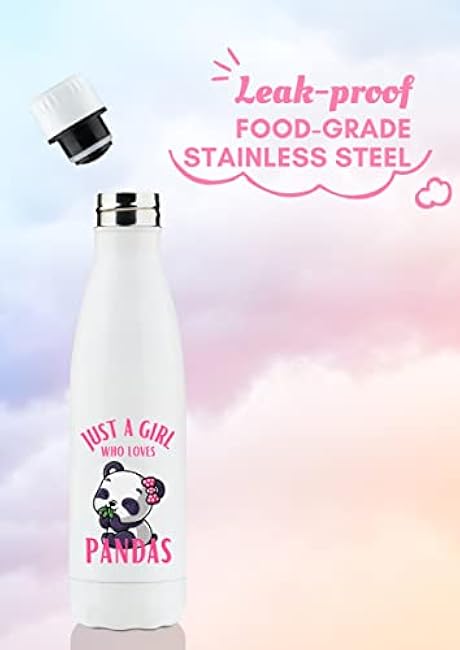 Onebttl Panda Gifts For Girls & Women, Stainless Steel Insulated Water Bottle, Kids Water bottle Double Wall Vacuum Insulated Thermo Bottle - 17oz/500ml White Just a girl who loves Pandas