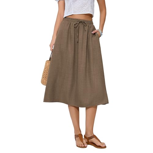Image of Witsmile Women's Summer Pleated High Waisted Casual Flowy Skirt Pockets