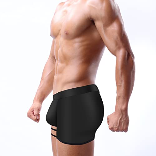 Jeerleep Men's Sexy Lingerie Boxer Brief Underwear Black #TOP1