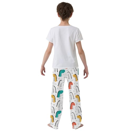 ZZXXB Cute Dinosaurs Boys Long Pants Soft Trousers Elastic Waist Kids Lounge Bottoms with Pockets S-XL3