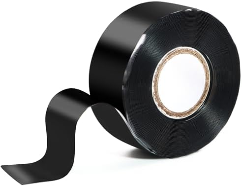 Self Fusing Silicone Tape 1 in x 16.4' Black Waterproof Rubber Leak Proof Sealing Silicone Rubber Self-amalgamating Tape for Emergency Hot and Cold Water Pipe Repairs and Tool Fixation